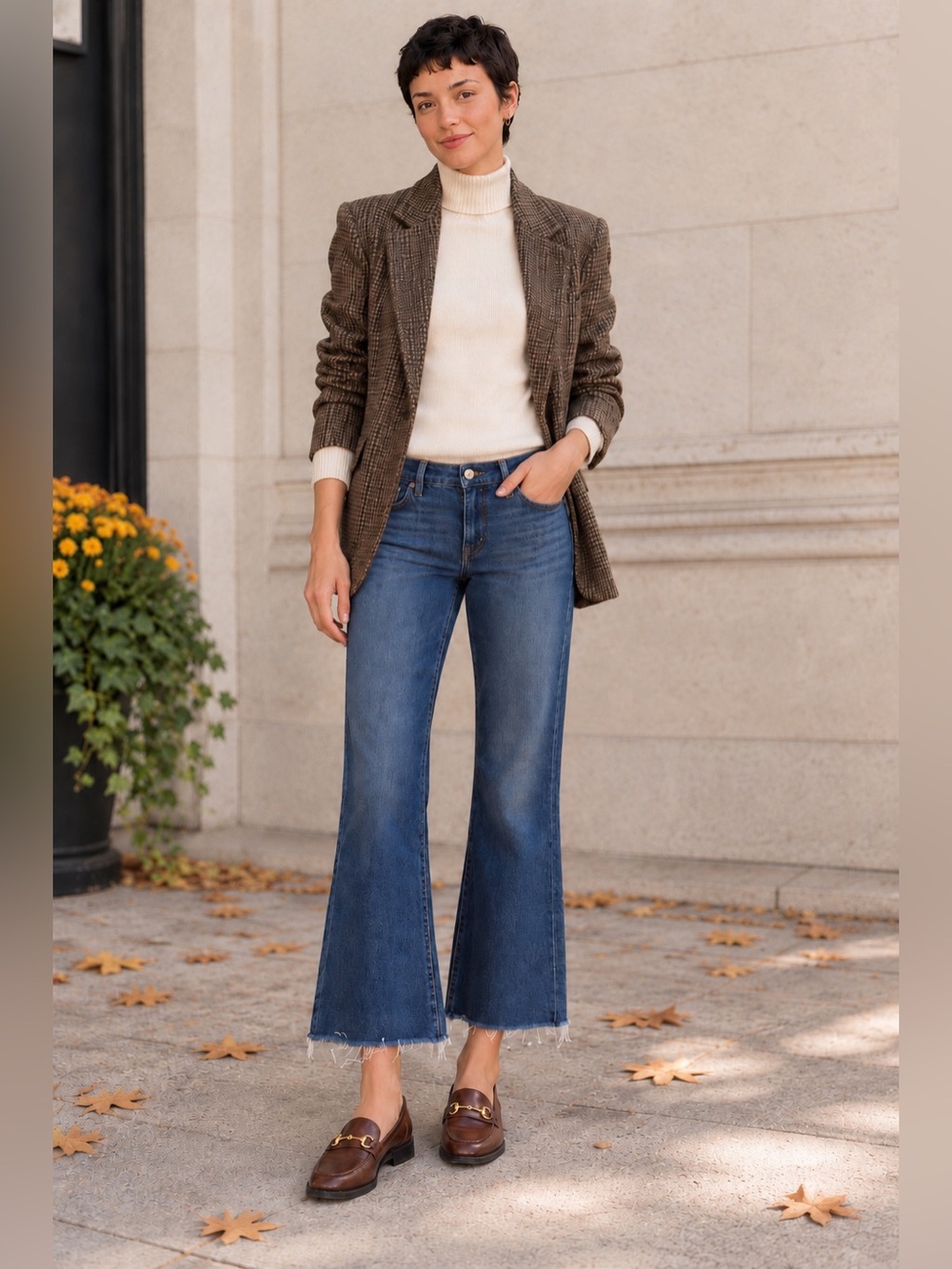 FRAME Le Crop Flare Monica Jeans Size 26 Mid Rise Stretch Raw Hem